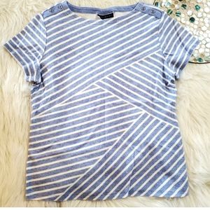 Karen Scott Boat Neck light blue Striped Tee